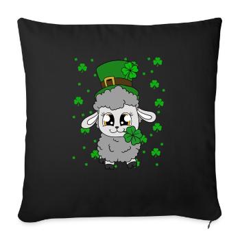 Moutons Trèfles Fête de la Saint-Patrick - Housse de coussin décorative 45 x 45 cm - noir - Devant