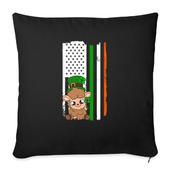 Moutons Trèfles Fête de la Saint-Patrick - Housse de coussin décorative 45 x 45 cm - noir - Devant
