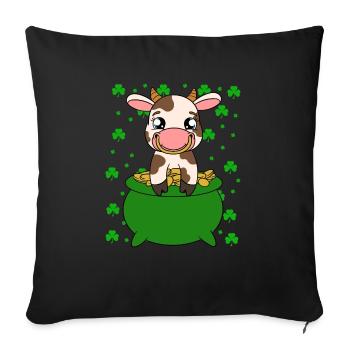 Cute cow shamrocks Saint Patrick's Day - Sofa pillowcase 17,3'' x 17,3'' (45 x 45 cm) - black - Front