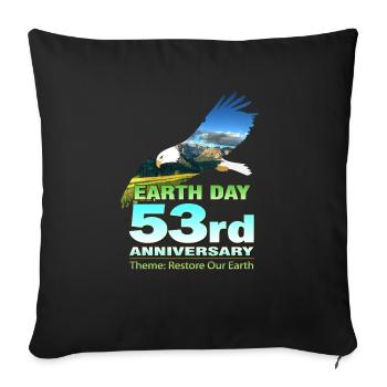 Nature Retro Green Design pour le Jour de la Terre 2023 - Housse de coussin décorative 45 x 45 cm - noir - Devant