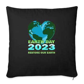 Les hommes et les femmes aiment la planète Terre : Jour de la Terre - Housse de coussin décorative 45 x 45 cm - noir - Devant