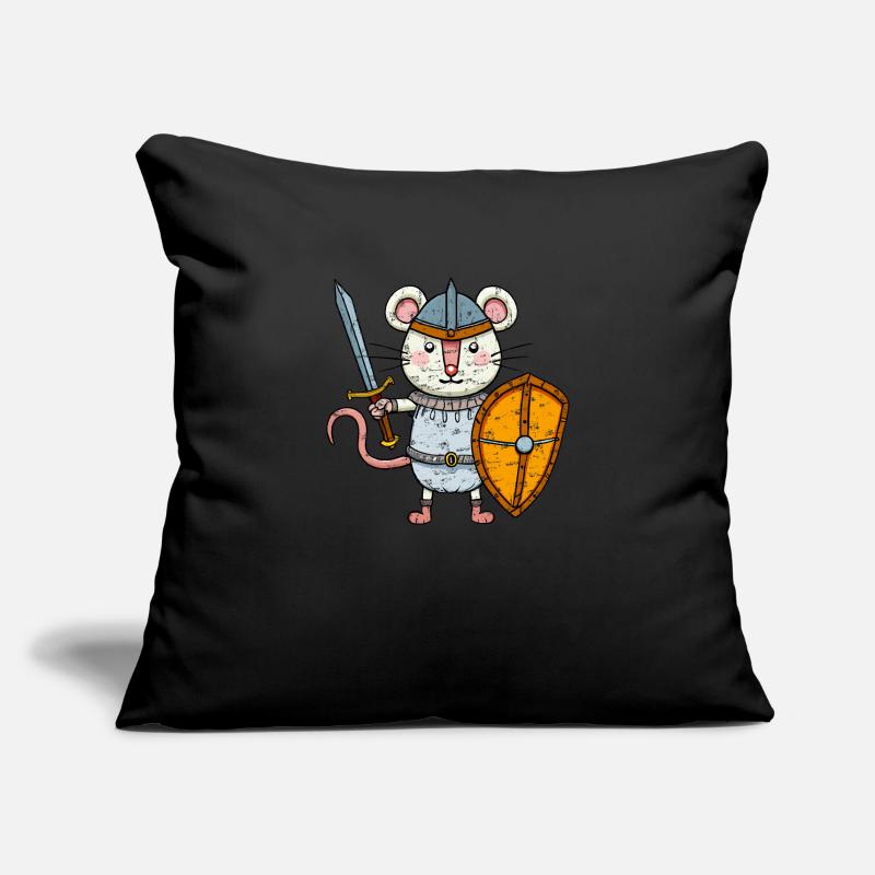 Souris mignonne avec épée et bouclier chevalier Housse de coussin décorative 45 x 45 cm