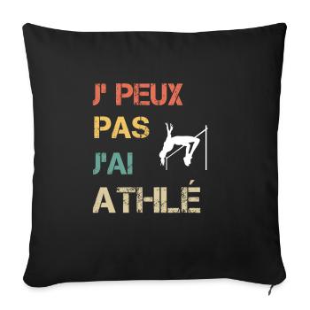 Je peux pas j'ai athlé sport femme vintage - Housse de coussin décorative 45 x 45 cm - noir - Devant