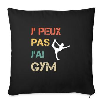 Je peux pas j'ai gym sport femme vintage - Housse de coussin décorative 45 x 45 cm - noir - Devant