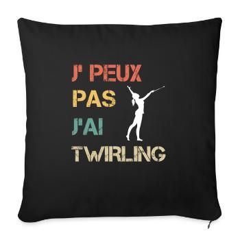 Je peux pas j'ai twirling bâton femme vintage - Housse de coussin décorative 45 x 45 cm - noir - Devant