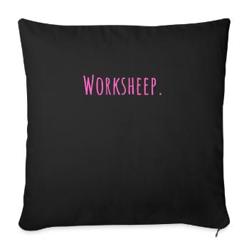 Arbeitsschaf, Worksheep, lustige Geschenkidee - Sofakissenbezug 45 x 45 cm - Schwarz - Vorne