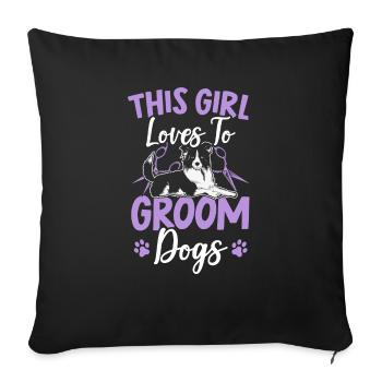 Cette fille aime toiletter les chiens furologue - Housse de coussin décorative 45 x 45 cm - noir - Devant