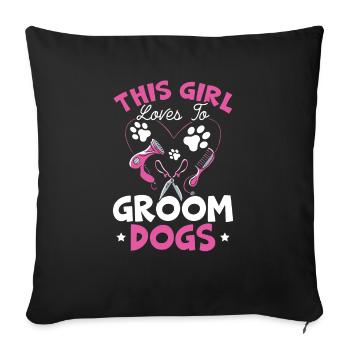Cette fille aime toiletter les chiens furologue - Housse de coussin décorative 45 x 45 cm - noir - Devant