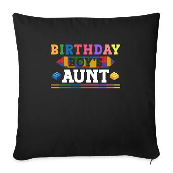 Blocs de construction de la tante du garçon d’anniversaire - Housse de coussin décorative 45 x 45 cm - noir - Devant