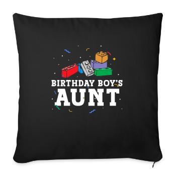 Blocs de construction de la tante du garçon d’anniversaire - Housse de coussin décorative 45 x 45 cm - noir - Devant