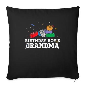 Birthday Kids Grandma Building Blocks - Sofa pillowcase 17,3'' x 17,3'' (45 x 45 cm) - black - Front
