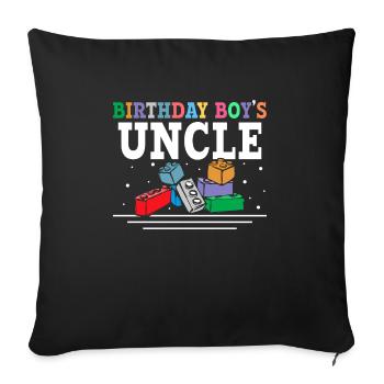Uncle of the birthday boy building blocks - Sofa pillowcase 17,3'' x 17,3'' (45 x 45 cm) - black - Front