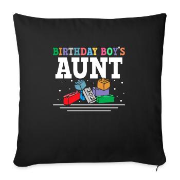 Blocs de construction de la tante du garçon d’anniversaire - Housse de coussin décorative 45 x 45 cm - noir - Devant