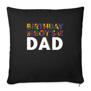 Father of birthday boy builds building blocks - Sofa pillowcase 17,3'' x 17,3'' (45 x 45 cm) - black - Front