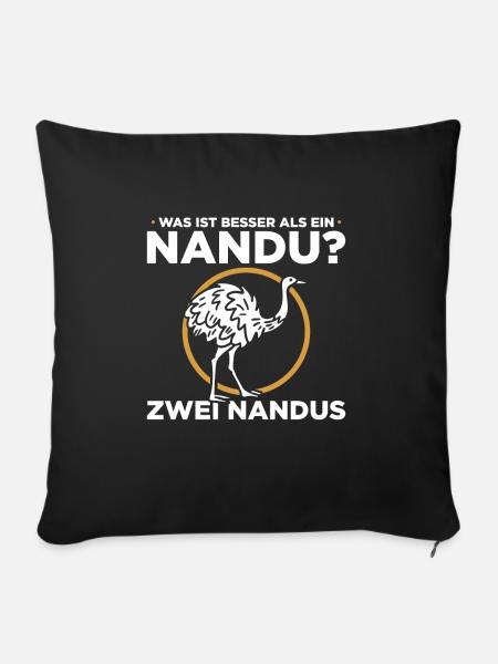 Was ist besser als ein Nandu? Zwei Nandus - Sofakissenbezug 45 x 45 cm - Schwarz