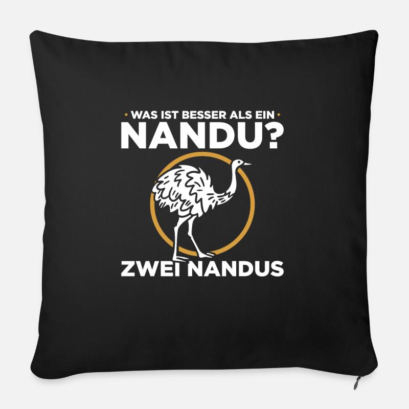 Was ist besser als ein Nandu? Zwei Nandus - Sofakissenbezug 45 x 45 cm - Schwarz