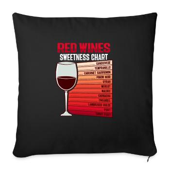 Conception de diagramme sucré de vin rouge pour un buveur de vin - Housse de coussin décorative 45 x 45 cm - noir - Devant