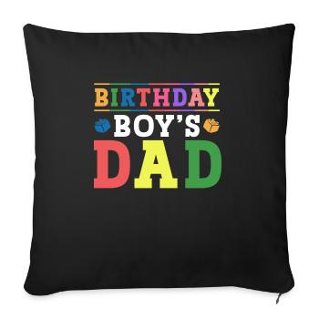 Le père d’un garçon d’anniversaire construit des blocs de construction - Housse de coussin décorative 45 x 45 cm - noir - Devant