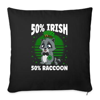 Raccoon Clover Leaves Saint Patrick's Day - Sofa pillowcase 17,3'' x 17,3'' (45 x 45 cm) - black - Front