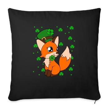 Mignon trèfle renard Saint-Patrick - Housse de coussin décorative 45 x 45 cm - noir - Devant