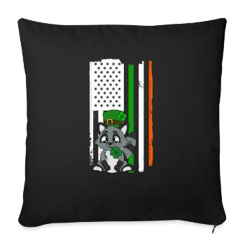 Raccoon Clover Leaves Saint Patrick's Day - Sofa pillowcase 17,3'' x 17,3'' (45 x 45 cm) - black - Front