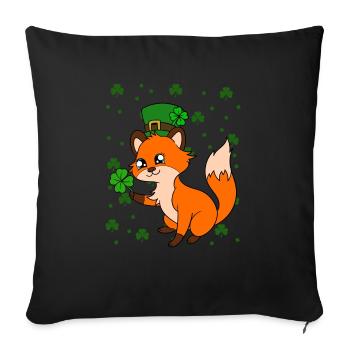 Mignon trèfle renard Saint-Patrick - Housse de coussin décorative 45 x 45 cm - noir - Devant