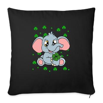 Mignons trèfles d’éléphants Fête de la Saint-Patrick - Housse de coussin décorative 45 x 45 cm - noir - Devant