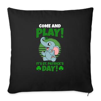Mignons trèfles d’éléphants Fête de la Saint-Patrick - Housse de coussin décorative 45 x 45 cm - noir - Devant