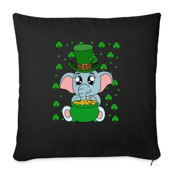 Mignons trèfles d’éléphants Fête de la Saint-Patrick - Housse de coussin décorative 45 x 45 cm - noir - Devant