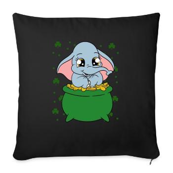 Mignons trèfles d’éléphants Fête de la Saint-Patrick - Housse de coussin décorative 45 x 45 cm - noir - Devant