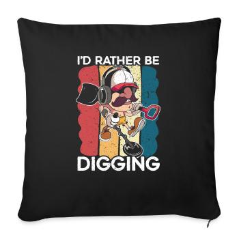 Je préfère creuser la chasse au trésor des détecteurs - Housse de coussin décorative 45 x 45 cm - noir - Devant