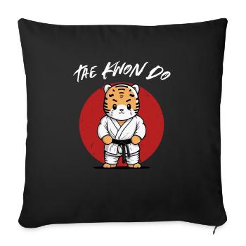 Niedlicher Taekwondo Tiger - Lustige TKD - Sofakissenbezug 45 x 45 cm - Schwarz - Vorne