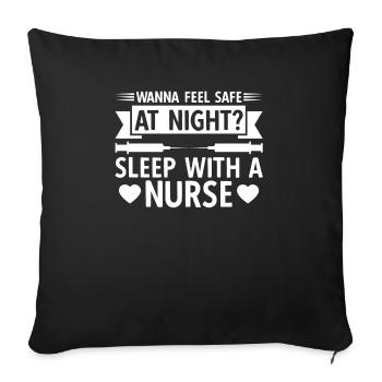 Vous voulez vous sentir en sécurité la nuit Dormez avec une infirmière - Housse de coussin décorative 45 x 45 cm - noir - Devant