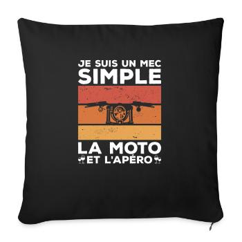 Je Suis Un Mec Simple J'aime La Moto Et L'Apéro - Housse de coussin décorative 45 x 45 cm - noir - Devant