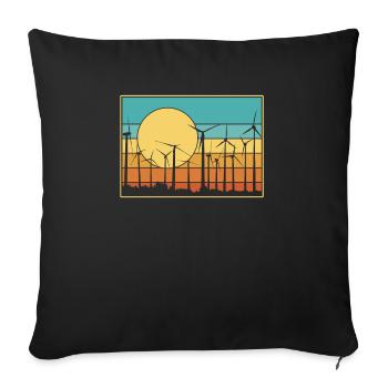 Vintage Retro Pinwheel Wind Energy Shirt cadeau - Housse de coussin décorative 45 x 45 cm - noir - Devant