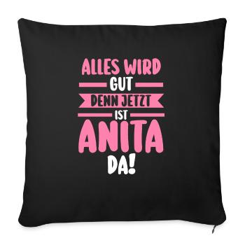Anita - Sofakissenbezug 45 x 45 cm - Schwarz - Vorne