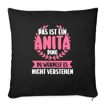 Anita - Sofakissenbezug 45 x 45 cm - Schwarz - Vorne