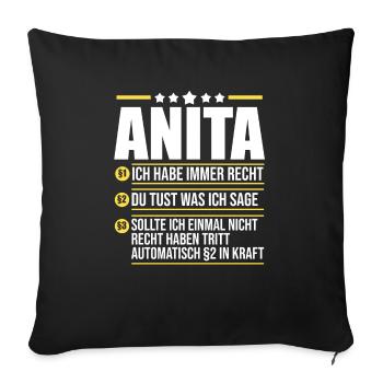 Anita - Sofakissenbezug 45 x 45 cm - Schwarz - Vorne
