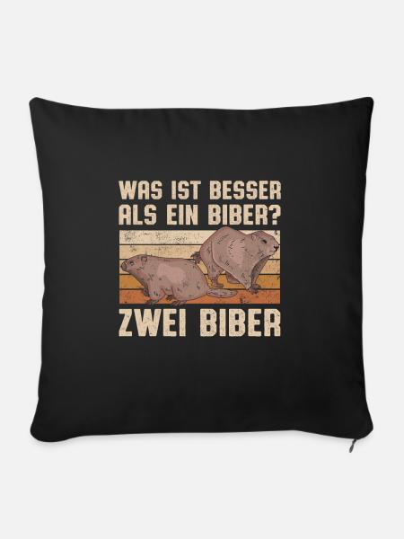 Was ist besser als ein Biber? Zwei Biber - Sofakissenbezug 45 x 45 cm - Schwarz