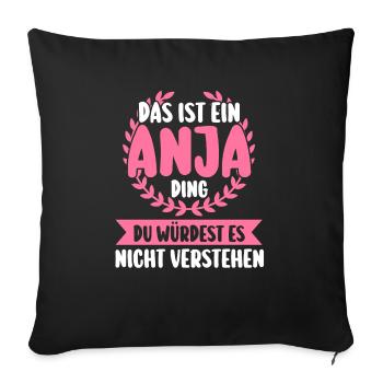 Anja - Sofakissenbezug 45 x 45 cm - Schwarz - Vorne