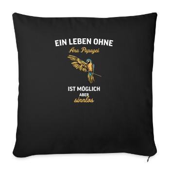 Ara Papagei I Südamerika Exotischer Vogel für - Sofakissenbezug 45 x 45 cm - Schwarz - Vorne