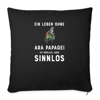 Ara Papagei I Südamerika Exotischer Vogel für - Sofakissenbezug 45 x 45 cm - Schwarz - Vorne