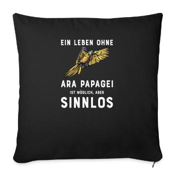 Ara Papagei I Südamerika Exotischer Vogel für - Sofakissenbezug 45 x 45 cm - Schwarz - Vorne
