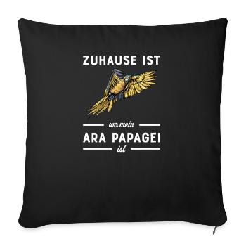 Ara Papagei I Südamerika Exotischer Vogel für - Sofakissenbezug 45 x 45 cm - Schwarz - Vorne