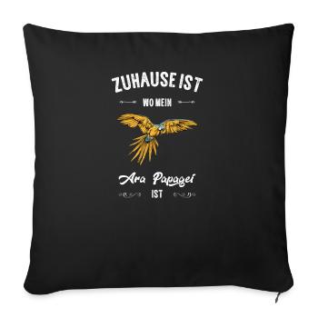 Ara Papagei I Südamerika Exotischer Vogel für - Sofakissenbezug 45 x 45 cm - Schwarz - Vorne