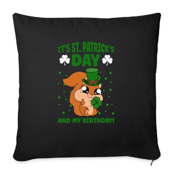 Squirrel Clover St. Patrick's Day - Sofa pillowcase 17,3'' x 17,3'' (45 x 45 cm) - black - Front