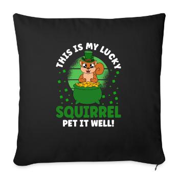 Squirrel Clover St. Patrick's Day - Sofa pillowcase 17,3'' x 17,3'' (45 x 45 cm) - black - Front