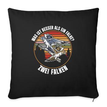 Was ist besser als ein Falke? Zwei Falken - Sofakissenbezug 45 x 45 cm - Schwarz - Vorne