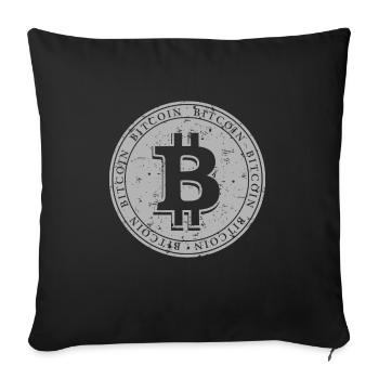 Crypto Classic: Bold Gray Bitcoin Coin - Housse de coussin décorative 45 x 45 cm - noir - Devant