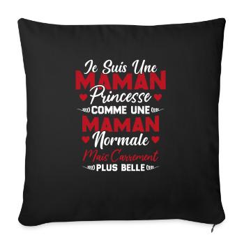 Je Suis Une Maman Princesse Carrément Plus Belle - Housse de coussin décorative 45 x 45 cm - noir - Devant